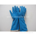 Blue Latex Spray Flock Lined Diamond Grip Beaded Cuff Household Working Gloves (DHL426)